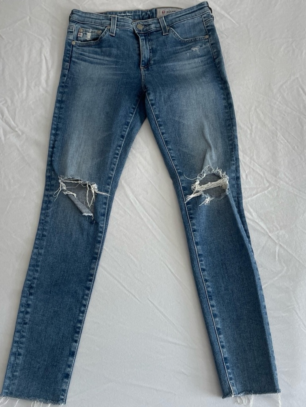 AG Jeans Distressed Blue Skinny Jeans